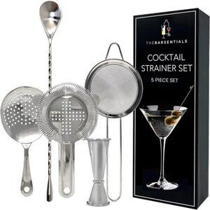 Stainless Steel Cocktail Strainer Bar Tool Set with Spoon Jigger for Mixing